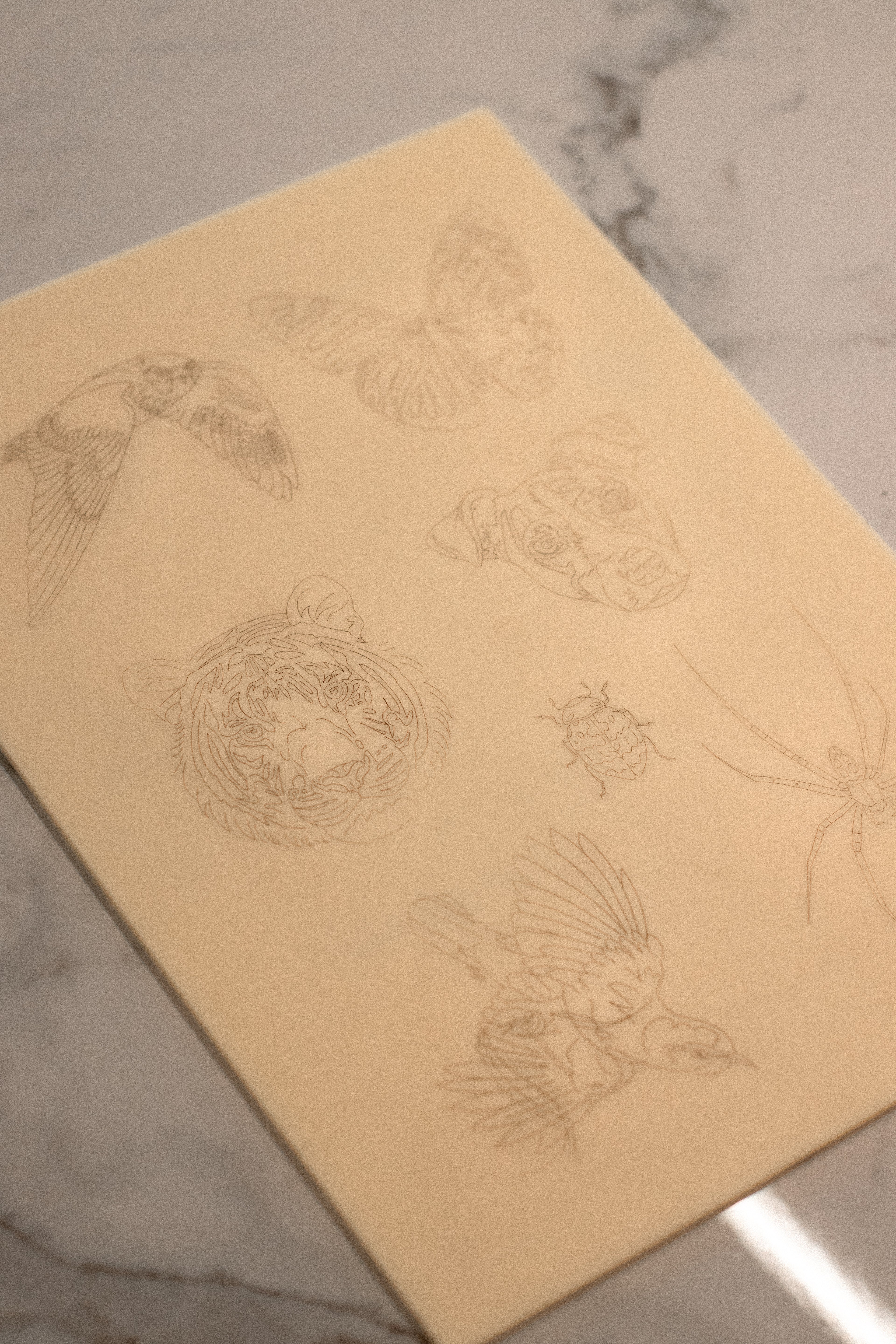 Pre stenciled fake skin Animals 1